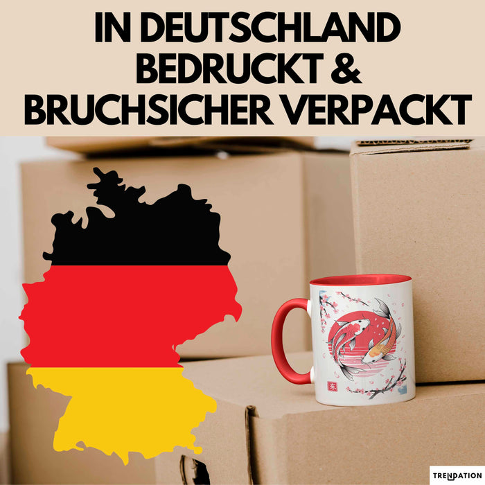 Kirschblüte Koi Karpfen Japanische Tasse Becher Geschenk Lustige Geschenkidee Spruch Rot Trendation