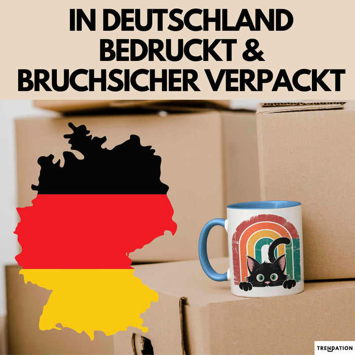 Katzen Tierliebhaber Vintage Tasse Geschenk Lustige Geschenkidee Spruch Blau Trendation