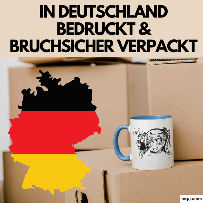 Anime Manga Mädchen Tasse Geschenk Lustige Geschenkidee Blau Trendation