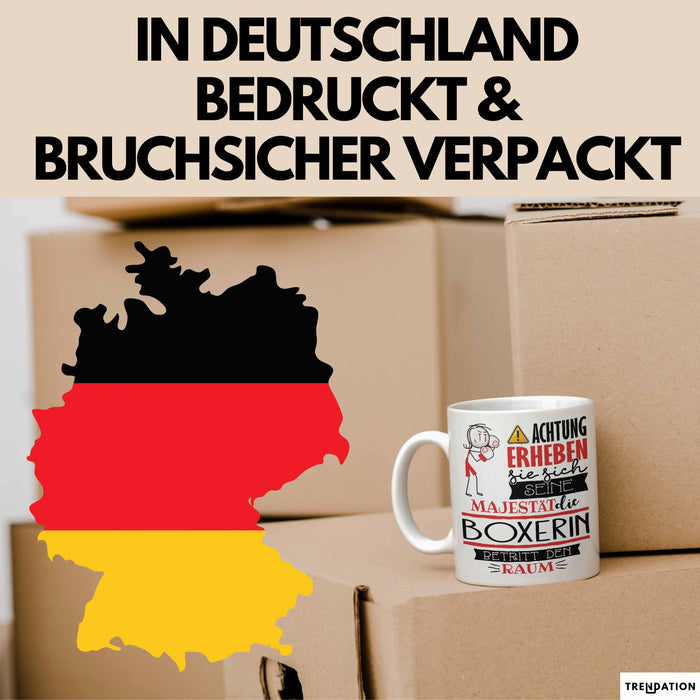 Boxerin Tasse Geschenk Lustiger Spruch Bitte Erheben Sie Sich Seine Majestät Die Boxerin Betritt Den Raum Weiß Trendation
