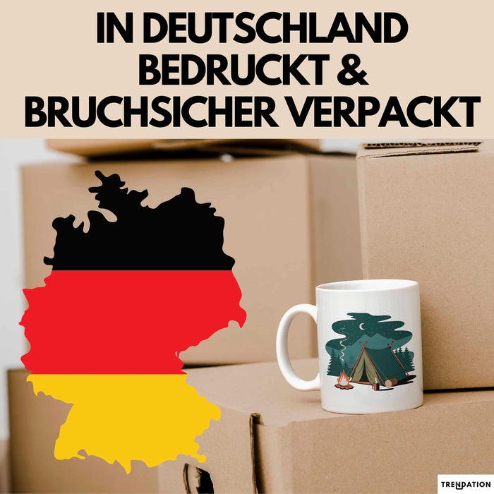 Camper Tasse Geschenkidee für Zeltleben Entdecker Weiß Trendation