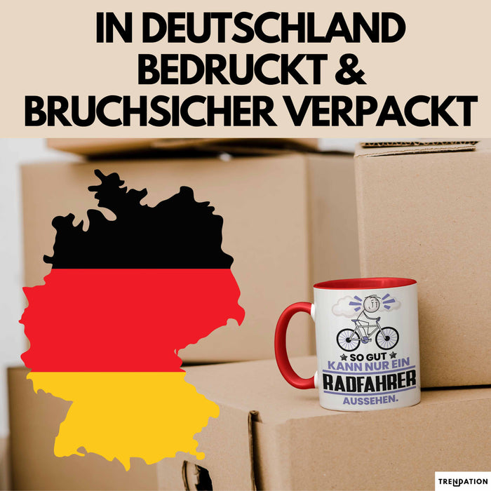 Radfahrer Geschenk Tasse So Gut Kann Nur Ein Radfahrer Aussehen Geschenkidee Kaffee-Becher Rot Trendation