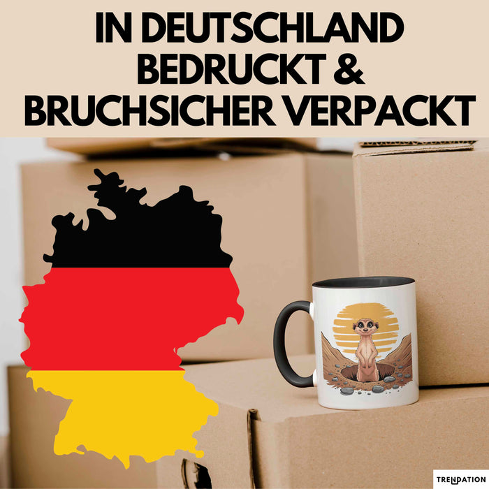 Erdmännchen Tier Tasse Geschenk Lustige Geschenkidee Spruch Schwarz Trendation