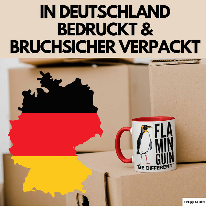 Pinguin Flamingo Tasse Geschenk Lustige Geschenkidee Spruch Flaminguin Rot Trendation