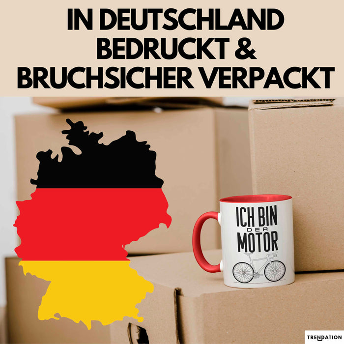Radfahrer Fahrrad Tasse Geschenk Lustige Geschenkidee Spruch Ich Bin der Motor Rot Trendation