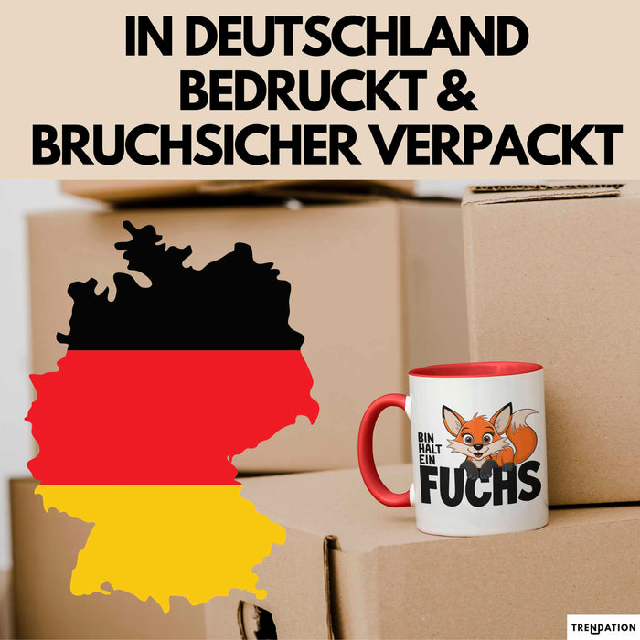 Fuchs Tierliebhaber Tasse Geschenk Lustige Geschenkidee Spruch Bin Halt Ein Fuchs Rot Trendation