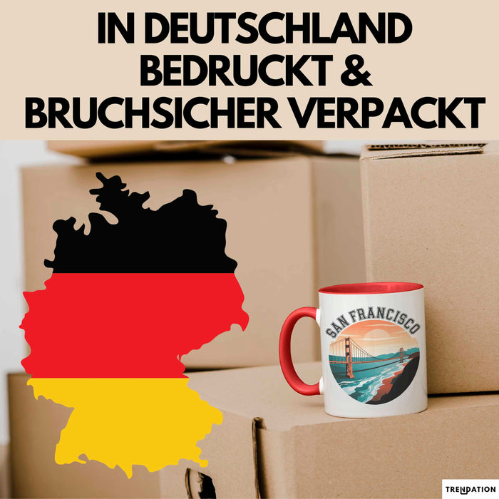 Francisco Kalifornien USA Tasse Geschenk Lustige Geschenkidee Spruch Rot Trendation