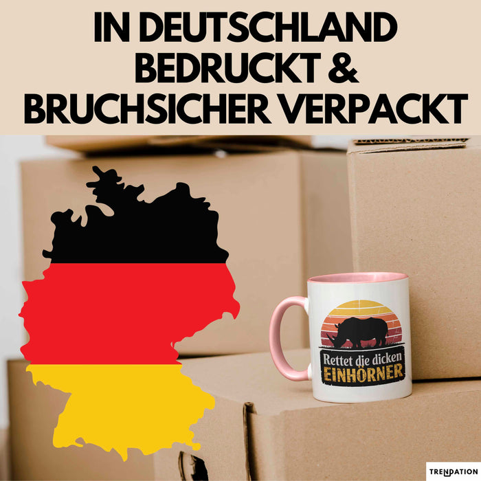 Nashorn Tasse Geschenk Lustige Geschenkidee Spruch Rettet Die Dicken Einhörner Rosa Trendation