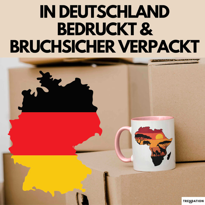 Afrika Karte Nashorn Tasse Geschenk Lustige Geschenkidee Spruch Rosa Trendation