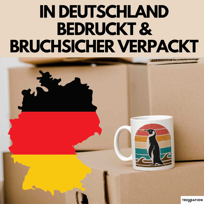 Retro Pinguin Tier Tasse Geschenk Lustige Geschenkidee Spruch Weiß Trendation