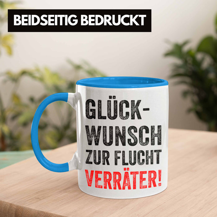 Trendation - Jobwechsel Tasse Geschenk Kollegin Kollege Lustig Abschiedsgeschenk Sprüche Glückwunsch Zur Flucht Trendation