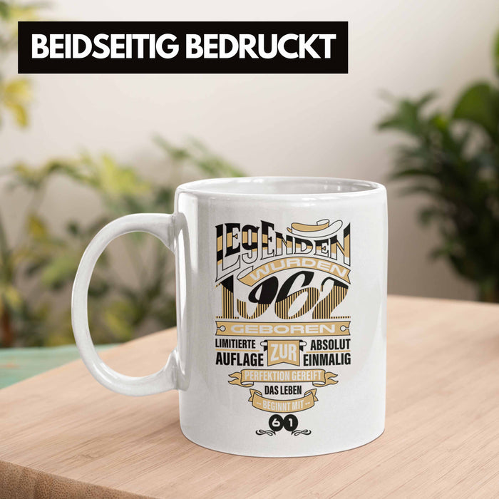 TRENDATION 60. Geburtstag Tasse Frau Mann Geschenk 60er Geschenkidee 60 Mutter Vater Weiß Trendation