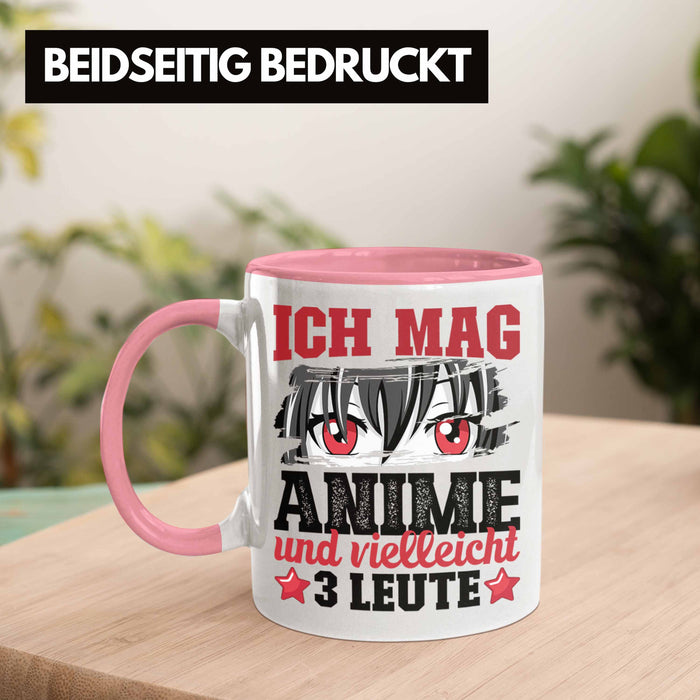 Anime Tasse Geschenk Anime-Liebhaber Geschenkidee Ich Mag Anime Und Vielleicht 3 Leute Rot Trendation