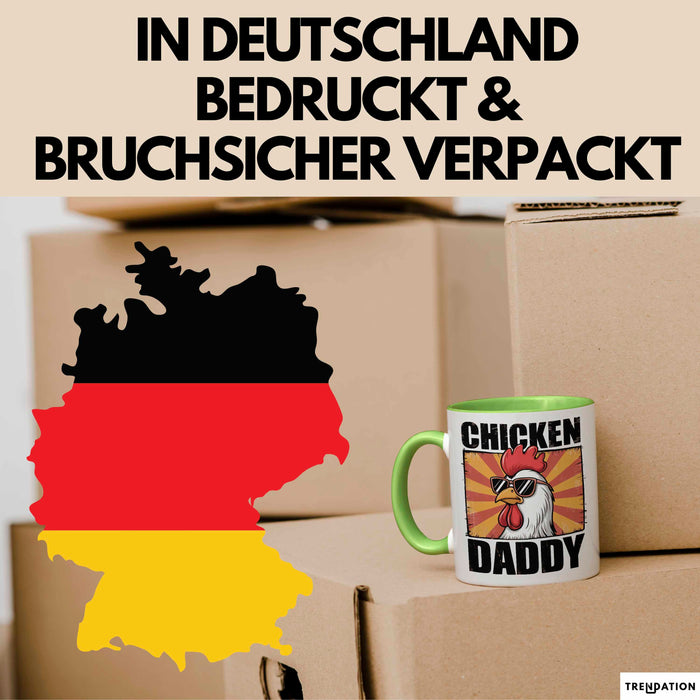 Huhn Tier Bauer Tasse Becher Geschenk Lustige Geschenkidee Spruch Hühnerpapa Grün Trendation