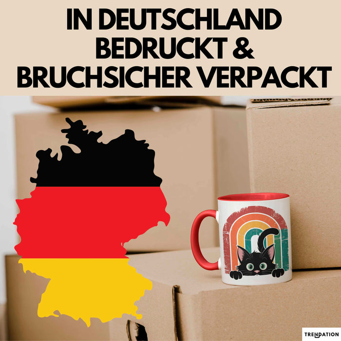 Katzen Tierliebhaber Vintage Tasse Geschenk Lustige Geschenkidee Spruch Rot Trendation