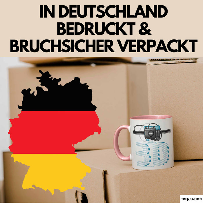 3D Drucker Tasse mit Grafik lustige Geschenkidee für Technikliebhaber Rosa Trendation