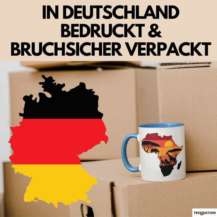 Afrika Karte Nashorn Tasse Geschenk Lustige Geschenkidee Spruch Blau Trendation