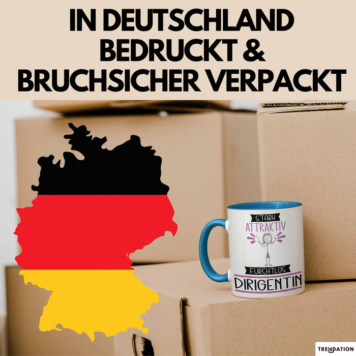 Dirigentin Tasse Geschenk Becher Stark Attraktiv Furchtlos Dirigentin Lustige Geschenkidee Blau Trendation