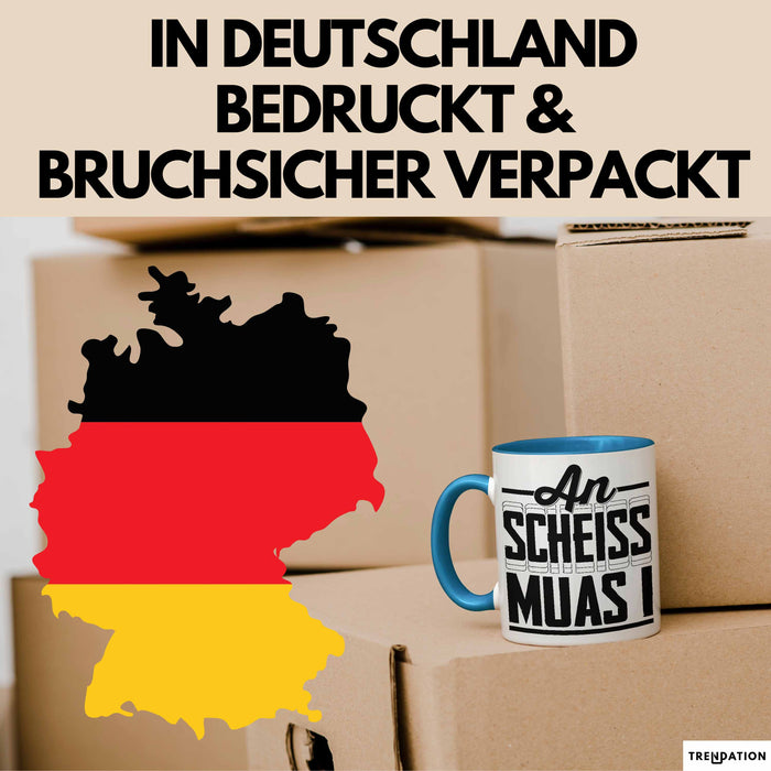 Bayern Tasse Geschenk Witz Bayer Boarisch Witz Spruch Kaffee-Tasse Geschenkidee Blau Trendation