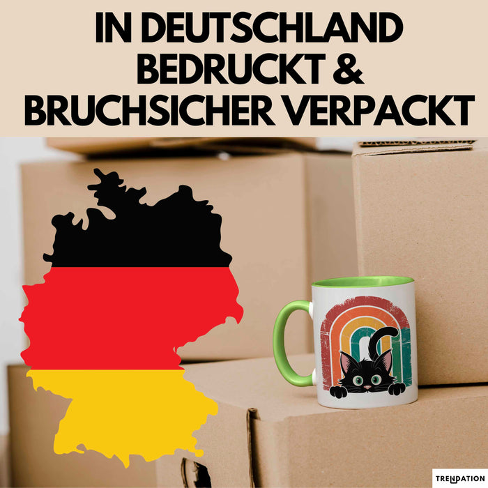 Katzen Tierliebhaber Vintage Tasse Geschenk Lustige Geschenkidee Spruch Grün Trendation