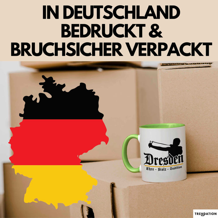 Dresden Fußball Tasse Geschenk Lustige Geschenkidee Spruch Ehre Stolz Tradition Grün Trendation