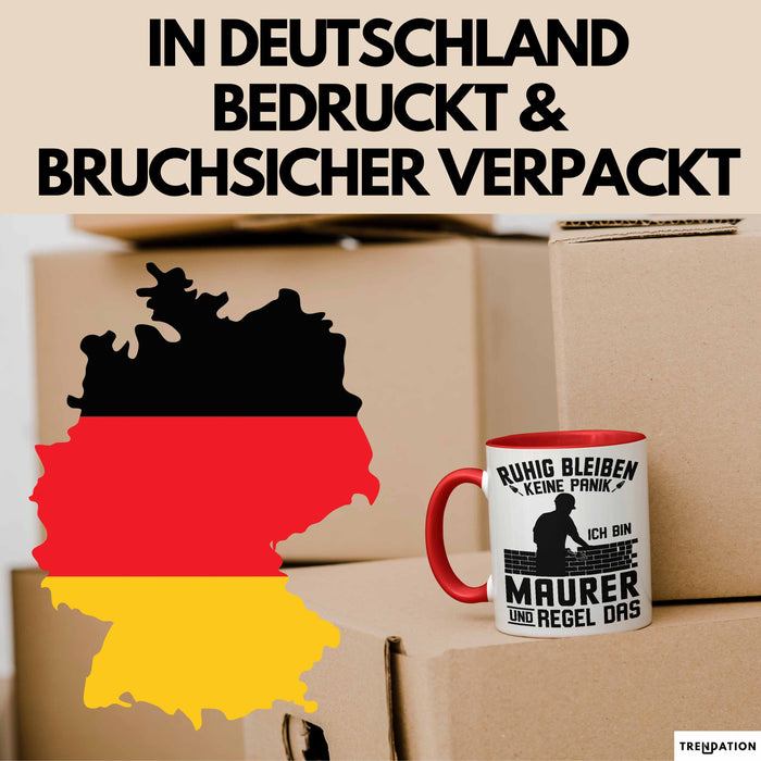Maurer Tasse Geschenk Ruhig Bleiben Ich Bin Maurer Und Regel Das Geschenkidee Rot Trendation