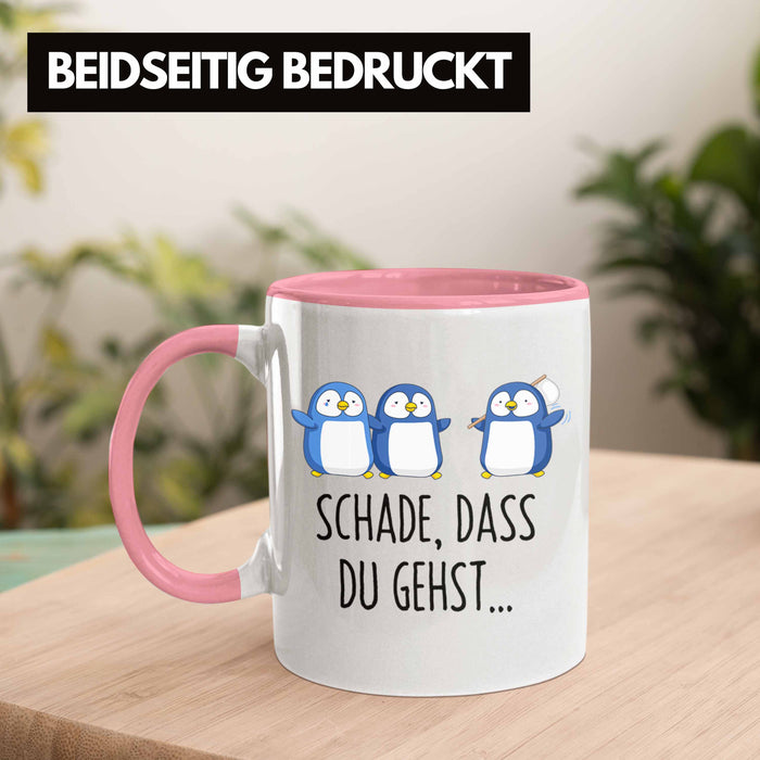 Trendation - Jobwechsel Tasse Geschenk Kollegin Kollege Abschied Lustig Abschiedsgeschenk Sprüche Neuer Job Schade Dass Du Gehst Rosa Trendation