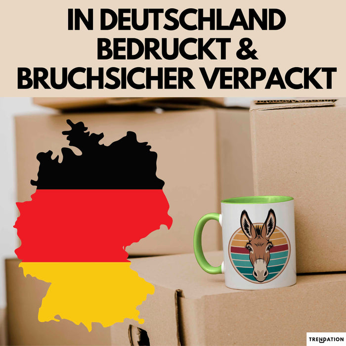 Retro Esel Tasse Geschenk Lustige Geschenkidee Spruch Grün Trendation