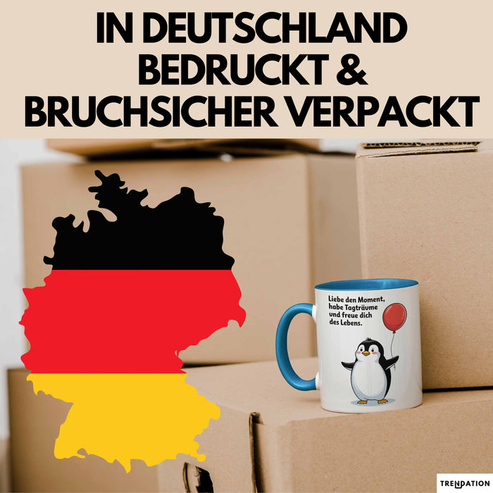 Büroarbeit Kollege Abschied Tasse Geschenk Lustige Geschenkidee Spruch Liebe Den Moment Habe Tagträume Und Freue Dich Des Lebens Blau Trendation
