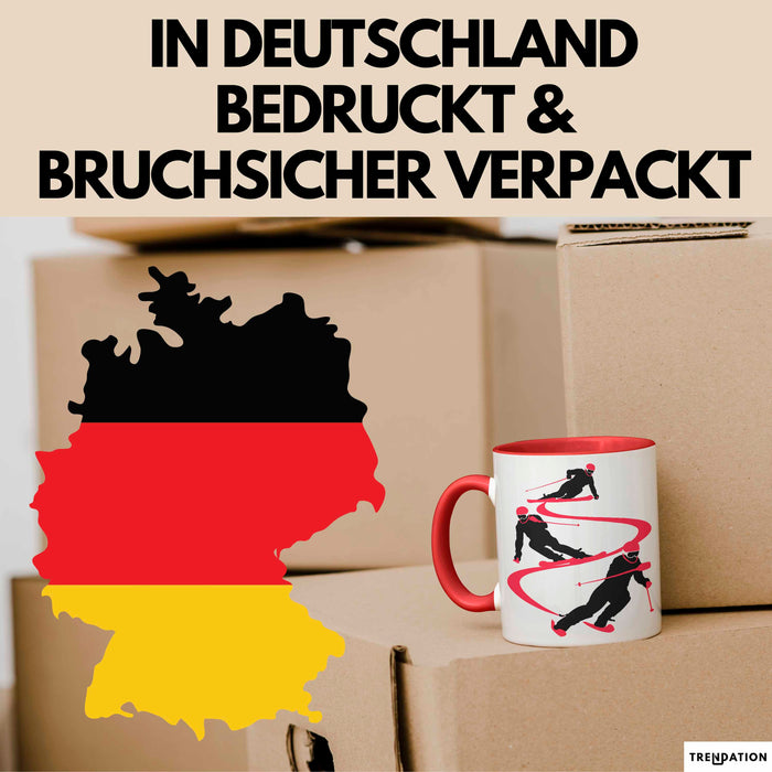 Ski Tasse Geschenk Grafik Skifahrer Becher Rot Trendation