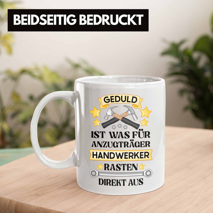 Trendation - Handwerker Tasse mit Spruch Geschenke für Handwerk Kaffeebecher KFZ Mechaniker Mechatroniker Weiß Trendation