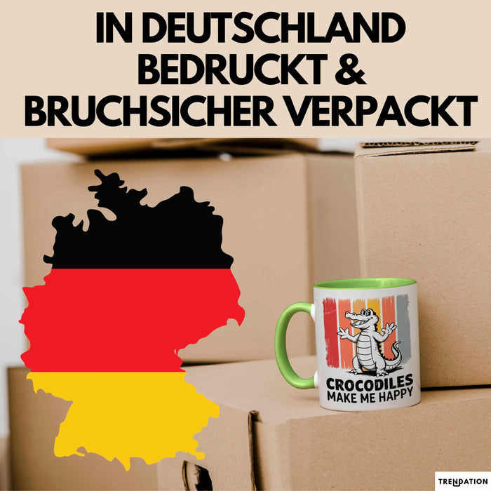 Krokodil Tier Tasse Geschenk Lustige Geschenkidee Spruch Krokodile Machen Mich Glücklich Grün Trendation
