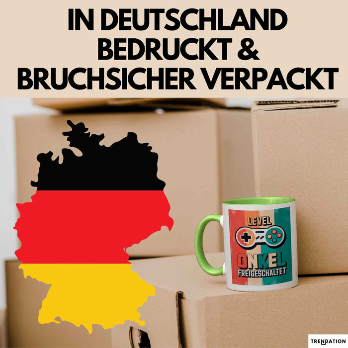 Onkel Gamer Sarkastisch Sarkasmus Tasse Geschenk Lustige Geschenkidee Spruch Level Onkel Freigeschaltet Grün Trendation
