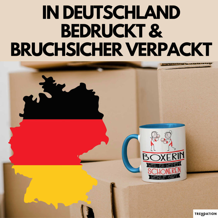 Boxerin Weil Es Keinen Schöneren Beruf Gibt Tasse Geschenk für Eine Boxerin Lustig Blau Trendation