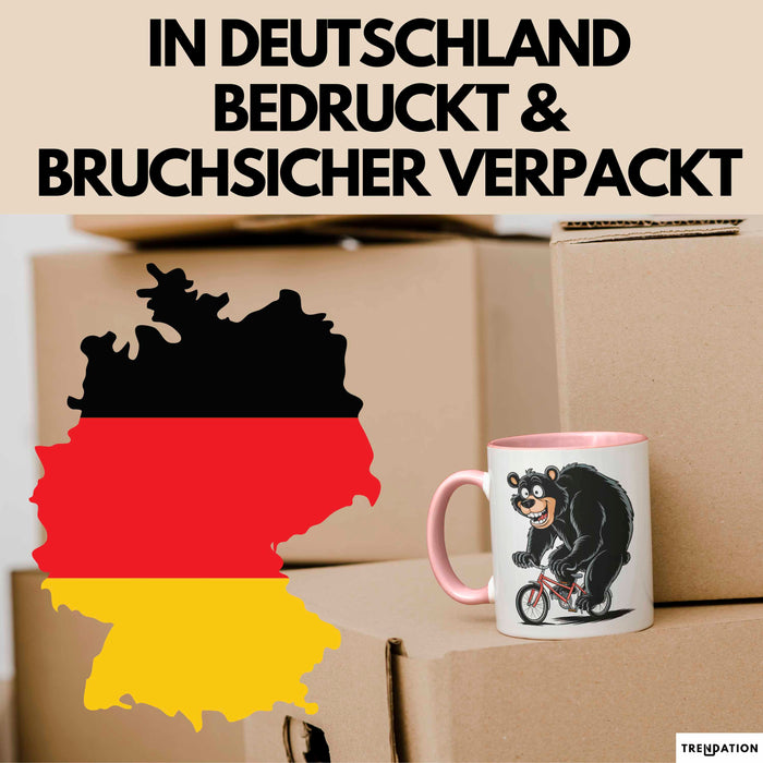 Bär Auf Fahrrad Tasse Geschenk Lustige Geschenkidee Spruch Rosa Trendation