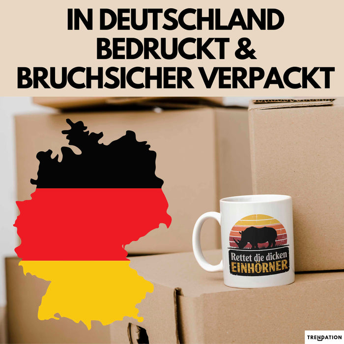 Nashorn Tasse Geschenk Lustige Geschenkidee Spruch Rettet Die Dicken Einhörner Weiß Trendation