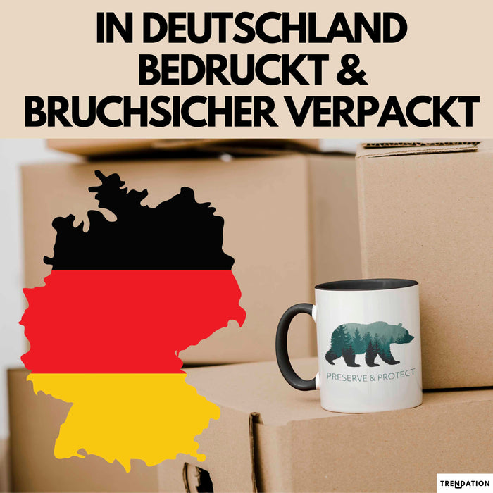 Wildtierschutz Tasse Geschenk Lustige Geschenkidee Spruch Bewahren und Schützen Schwarz Trendation
