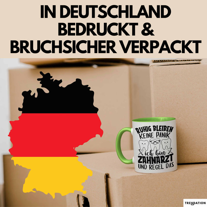 Zahnarzt Tasse Geschenk Ruhig Bleiben Ich Bin Zahnarzt Und Regel Das Geschenkidee Grün Trendation