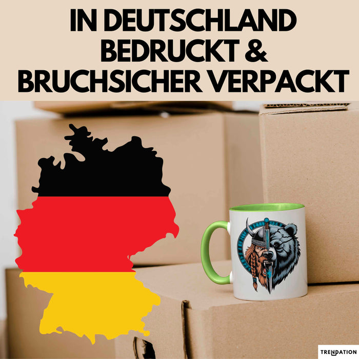 Nordischer Krieger Wikingerbär Tasse Geschenk Lustige Geschenkidee Spruch Grün Trendation