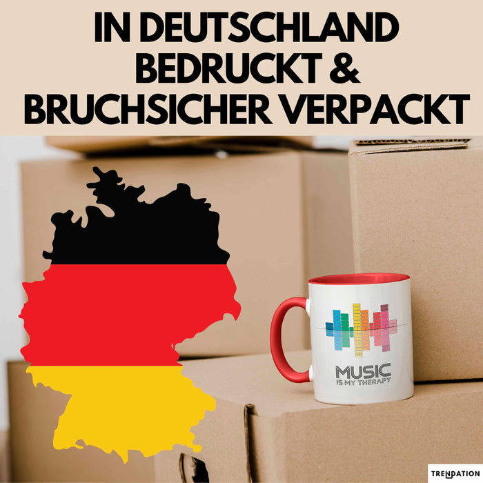 DJ Musik Equalizer EDM Party Tasse Geschenk Lustige Geschenkidee Spruch Musik Ist Meine Therapie Rot Trendation