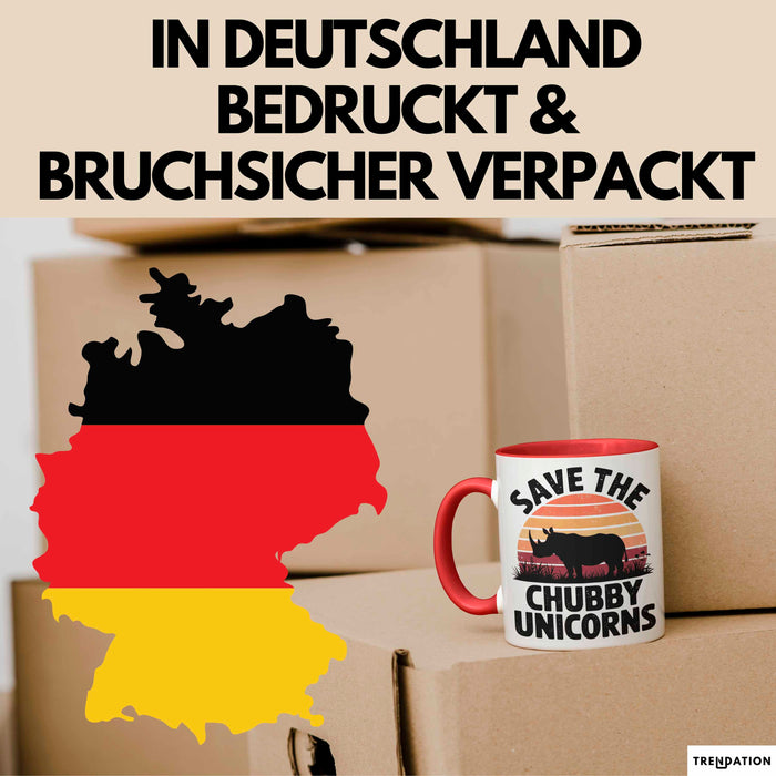 Nashorn Tasse Geschenk Lustige Geschenkidee Spruch Rettet Die Moppeligen Einhörner Rot Trendation