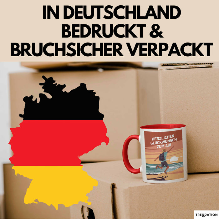 Schüler Abschluss Tasse Geschenk Lustige Geschenkidee Spruch Herzlichen Glückwünsche Zum Abi Rot Trendation