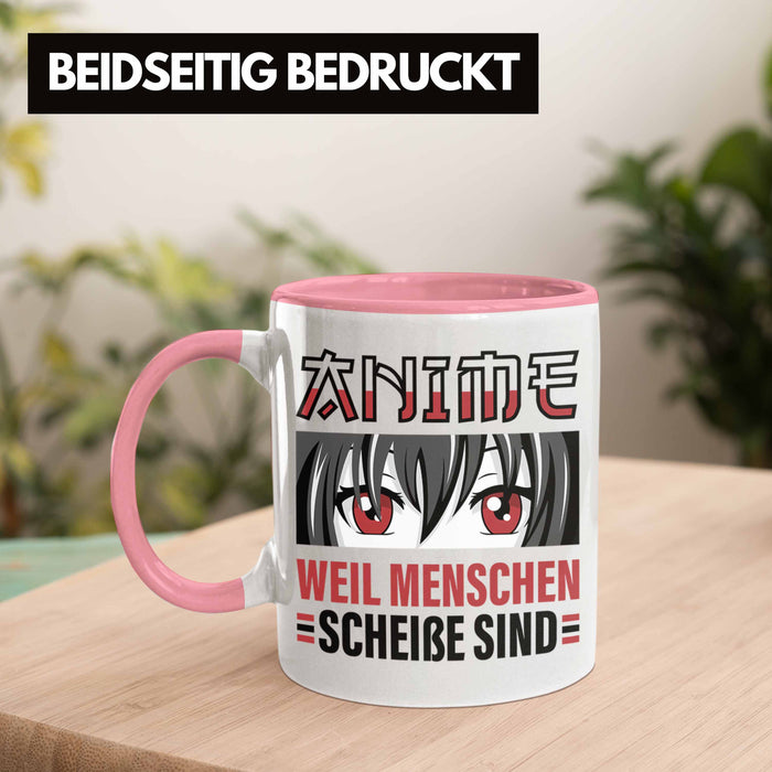 TRENDATION Anime Tasse Geschenk Spruch Kaffeetasse Rosa Trendation