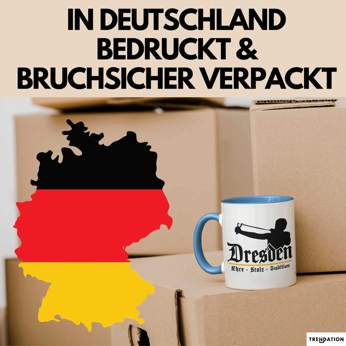 Dresden Fußball Tasse Geschenk Lustige Geschenkidee Spruch Ehre Stolz Tradition Blau Trendation
