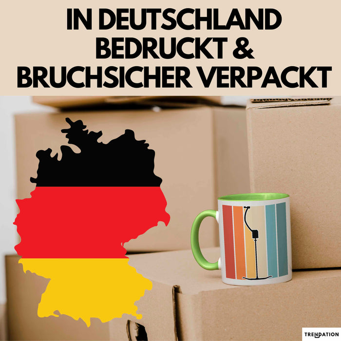 Ski Tasse Geschenk Grafik Skilift Becher Grün Trendation