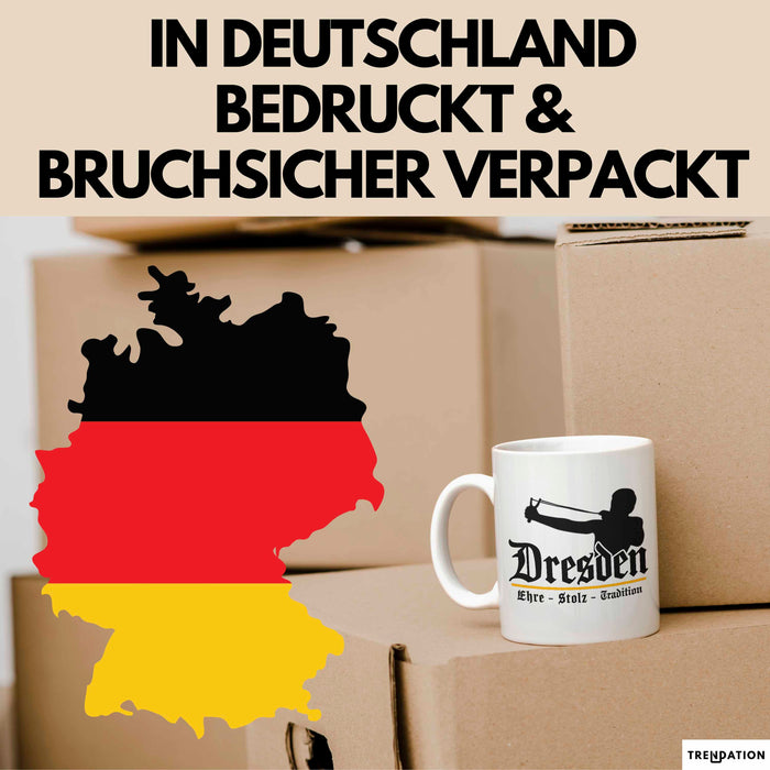 Dresden Fußball Tasse Geschenk Lustige Geschenkidee Spruch Ehre Stolz Tradition Weiß Trendation