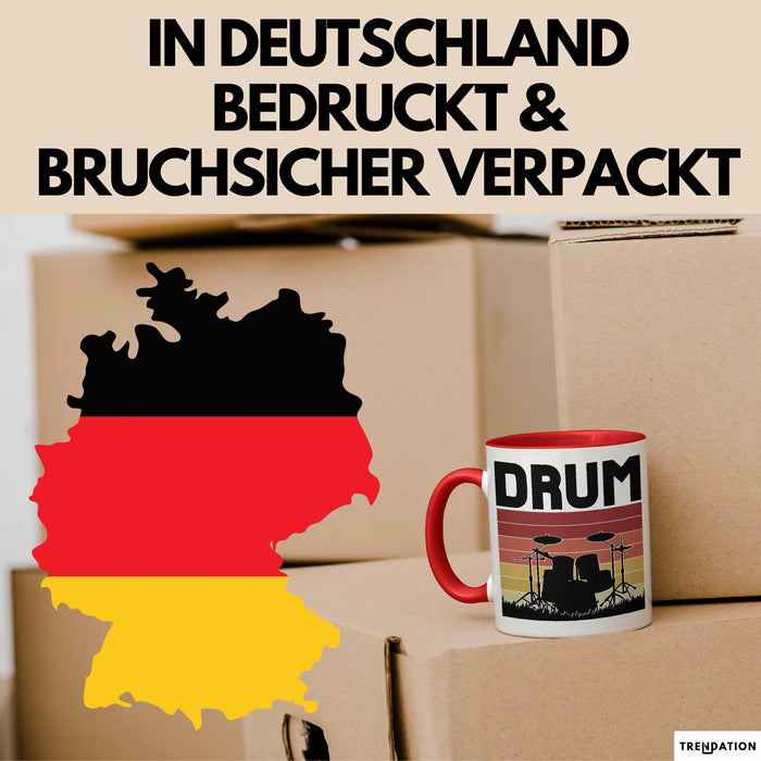 Drummer Schlagzeug-Spieler Geschenk Tasse Geschenkidee Kaffee-Becher Schlagzeuger Drum Rot Trendation