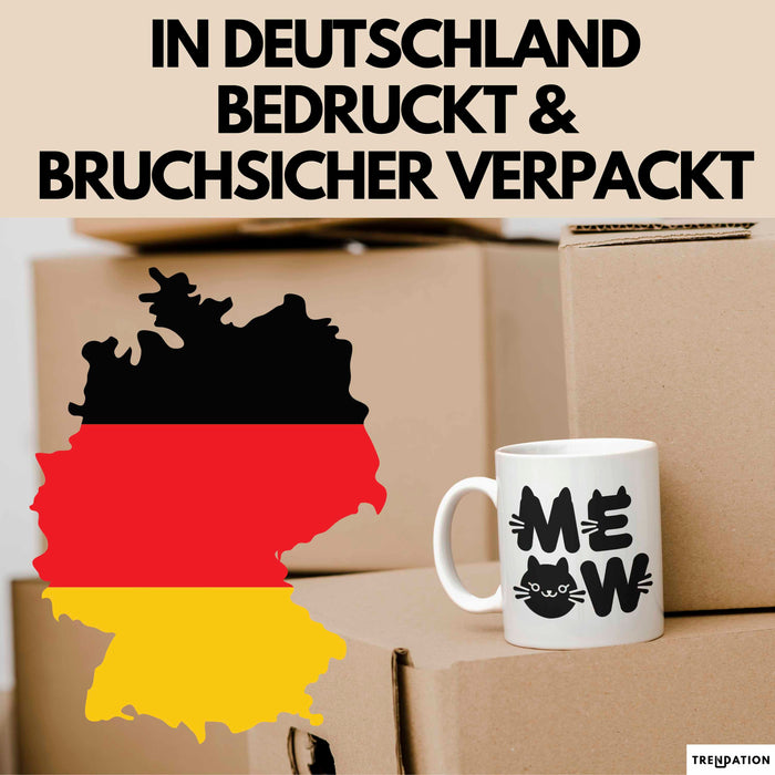 Katzen Tierliebhaber Tasse Geschenk Lustige Geschenkidee Spruch Meow Weiß Trendation