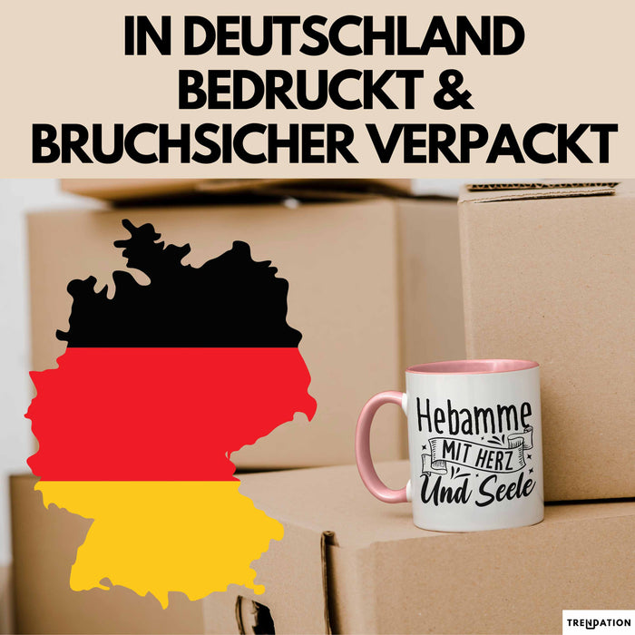 Hebamme Tasse Geschenk Hebamme Mit Herz Und Seele Rosa Trendation