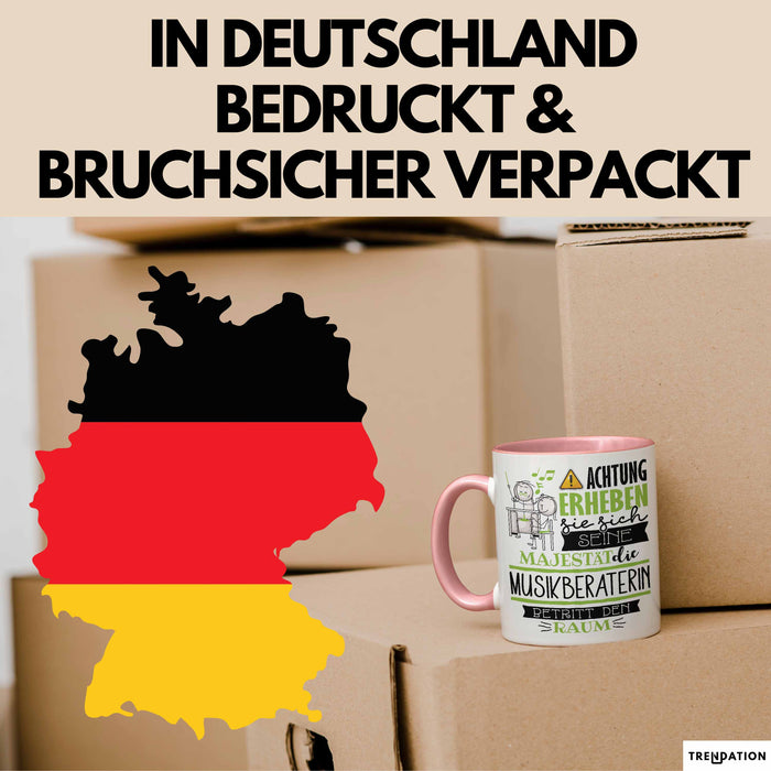 Musikberaterin Tasse Geschenk Lustiger Spruch Bitte Erheben Sie Sich Seine Majestät Die Musikberaterin Betritt Den Raum Rosa Trendation
